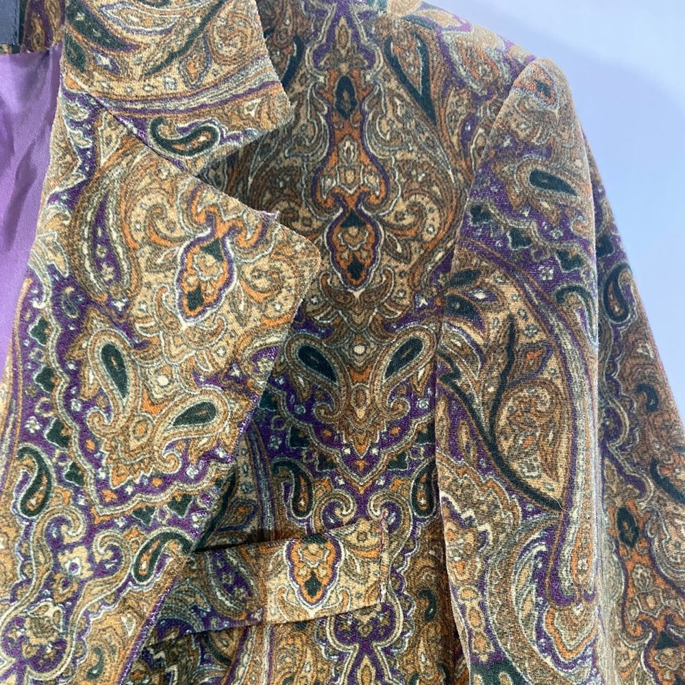 SOLD Bern And Mort Velour Single Breasted Brown Paisley Blazer NWOT - Picture 7 of 14